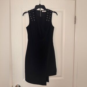 Parker Black Lace-Up Mini Dress